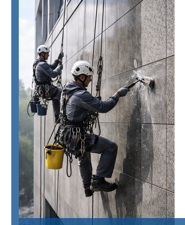 Профессиональная мойка фасада из керамогранита в Скопине