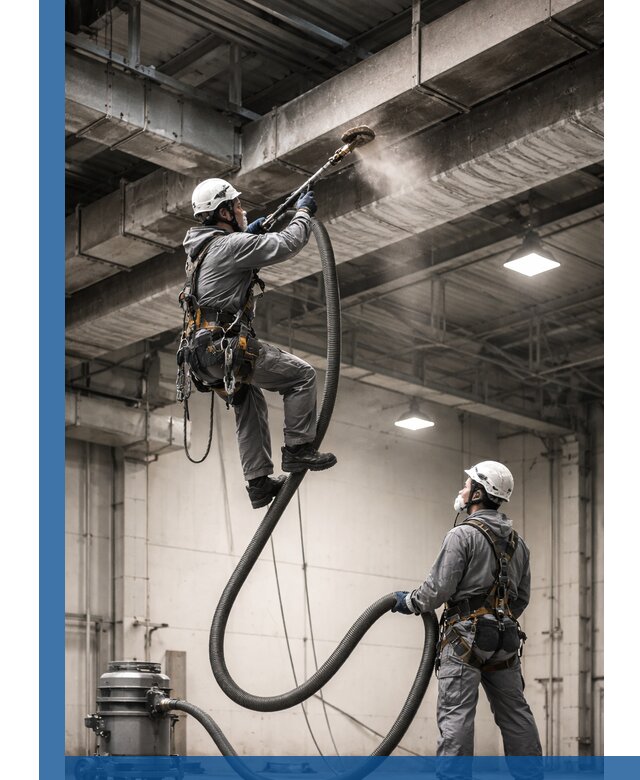 Обеспыливание потолочных конструкций в Скопине промышленным альпинизмом