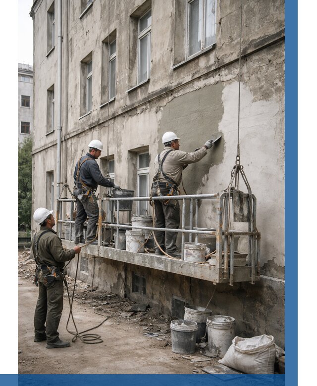 Капитальный ремонт фасада в Скопине от 4377 р. | ВЫСОТНИК-Скп