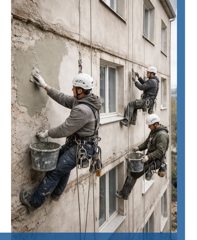 Ремонт штукатурного фасада в Скопине от 782 р. под ключ | ВЫСОТНИК-Скп