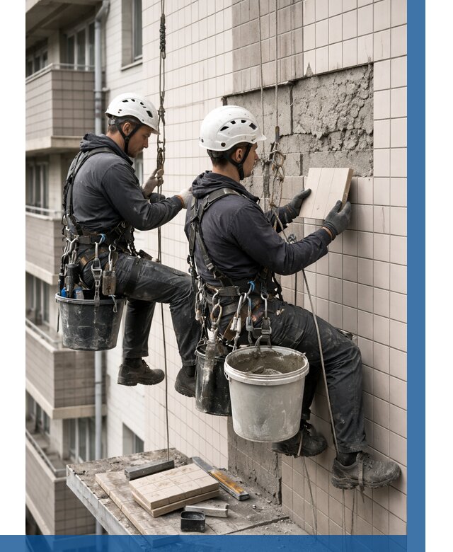 Ремонт облицовки фасада плиткой в Скопине от 1876 р. | ВЫСОТНИК-Скп