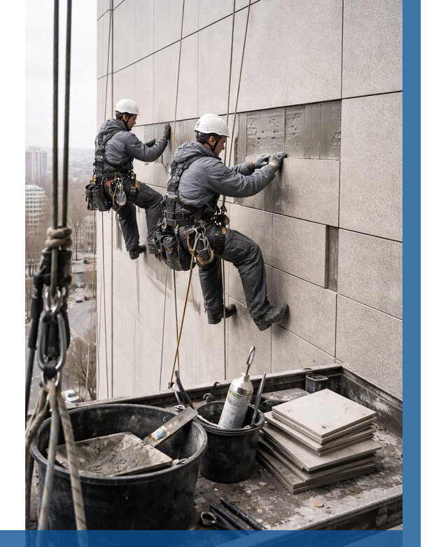 Ремонт фасада из керамогранита в Скопине от 2605 р. | ВЫСОТНИК-Скп