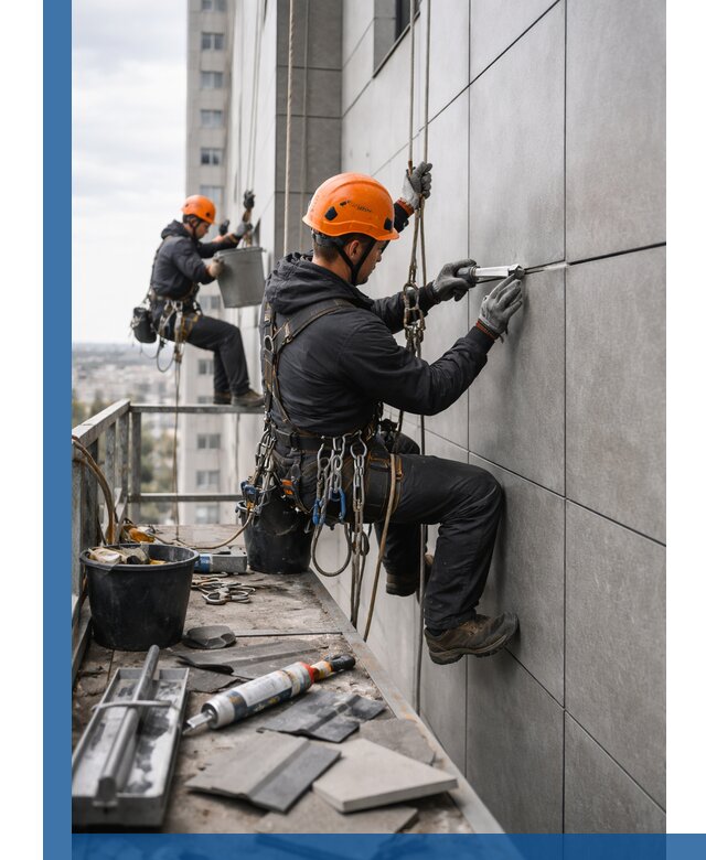 Профессиональный ремонт фасада из керамогранита в Скопине
