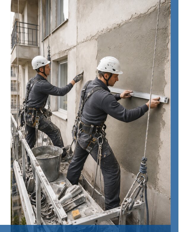 Штукатурка фасада на высоте в Скопине от 938 р. | ВЫСОТНИК-Скп