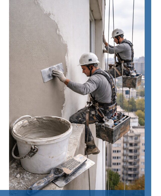 Шпаклевка фасада на высоте в Скопине от 729 р. | ВЫСОТНИК-Скп