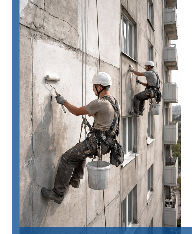 Покраска бетонного фасада в Скопине для жилых и промышленных объектов