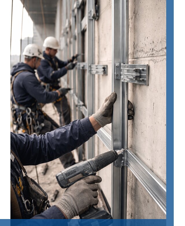 Монтаж подсистемы вентфасада в Скопине от 886 р. | ВЫСОТНИК-Скп