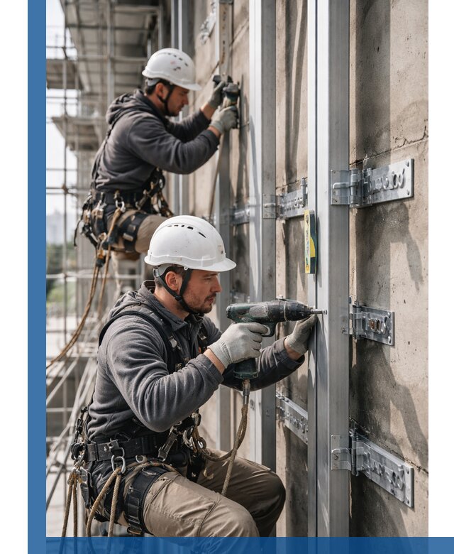 Монтаж и крепление подсистемы вентфасада в Скопине