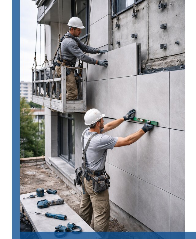 Монтаж керамогранита на фасад в Скопине под ключ с гарантией качества