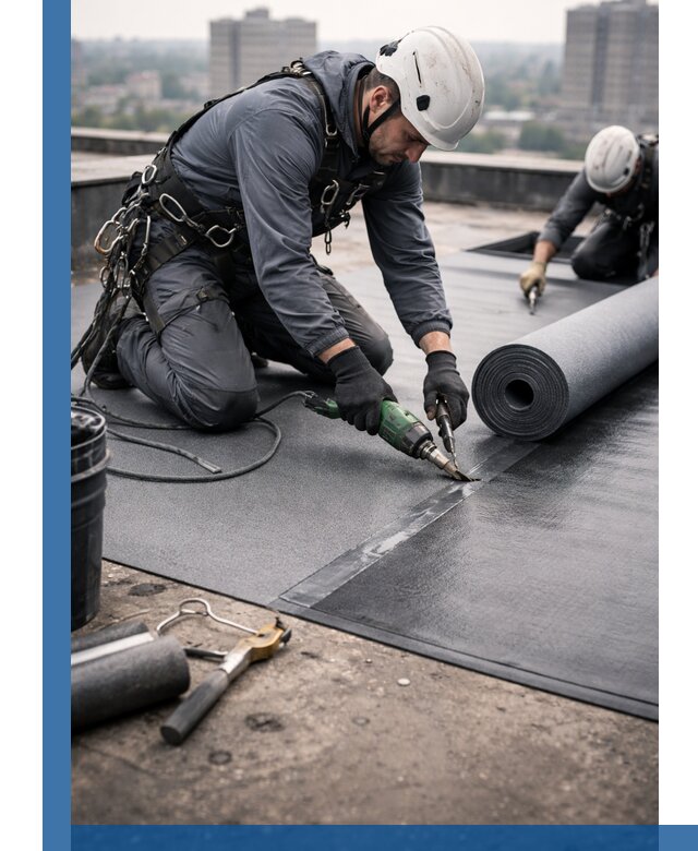 Ремонт мягкой кровли в Скопине с выездом промальпинистов