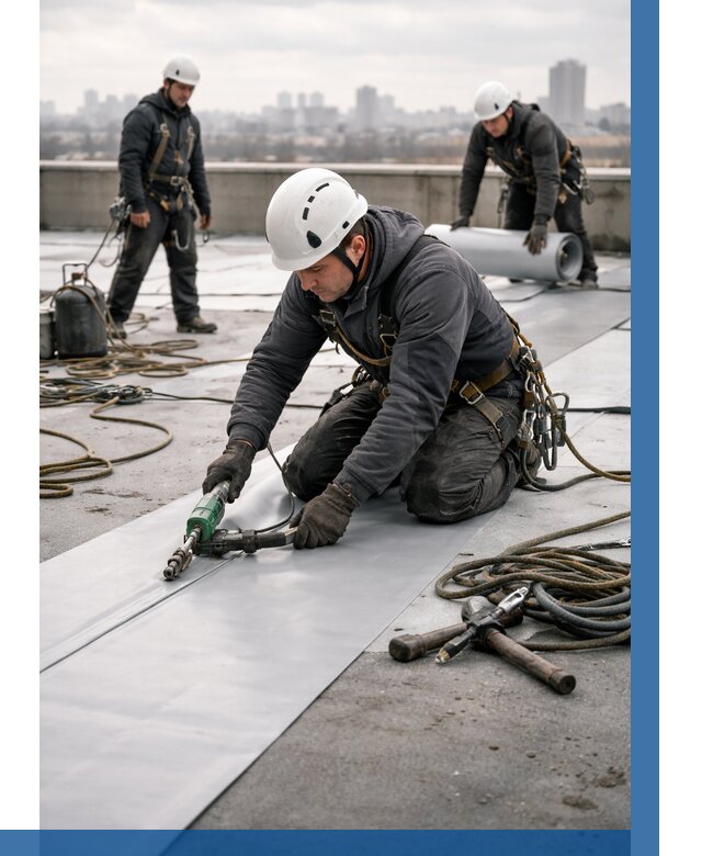 Ремонт мембранной кровли в Скопине от 1876 р./м2 | ВЫСОТНИК-Скп