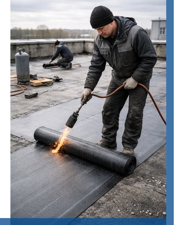 Ремонт наплавляемой кровли в Скопине от 729 р. | ВЫСОТНИК-Скп