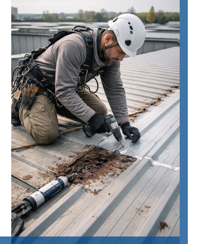 Ремонт профнастила на кровле в Скопине от 729 р. | ВЫСОТНИК-Скп