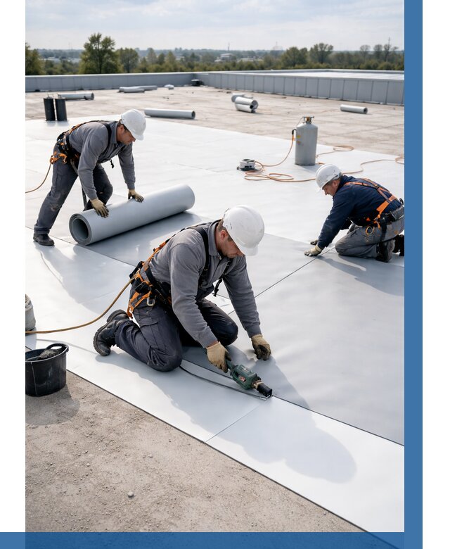 Монтаж мембранной кровли под ключ в Скопине от 1251 р. | ВЫСОТНИК-Скп