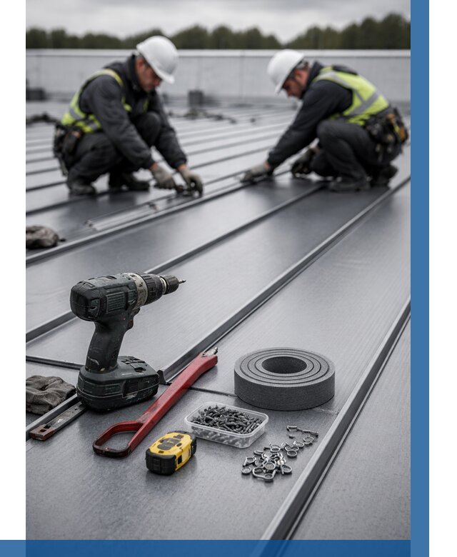 Монтаж фальцевой кровли в Скопине от 1876 р. | ВЫСОТНИК-Скп