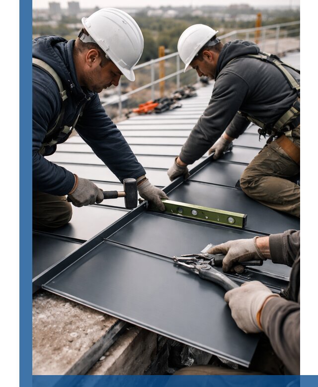 Монтаж фальцевой кровли в Скопине для промышленных зданий