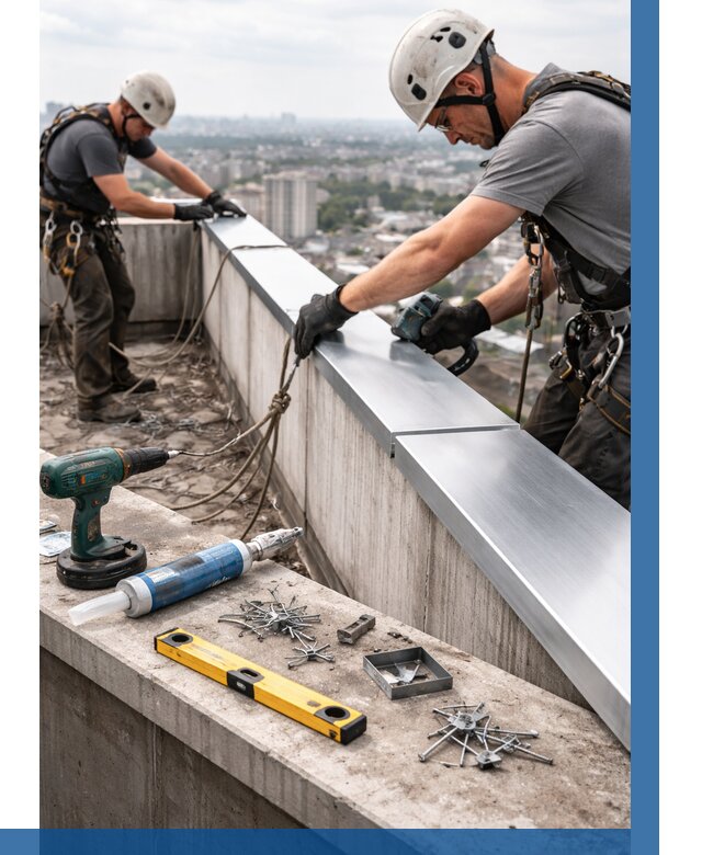 Монтаж парапетных крышек в Скопине от 834 р. | ВЫСОТНИК-Скп