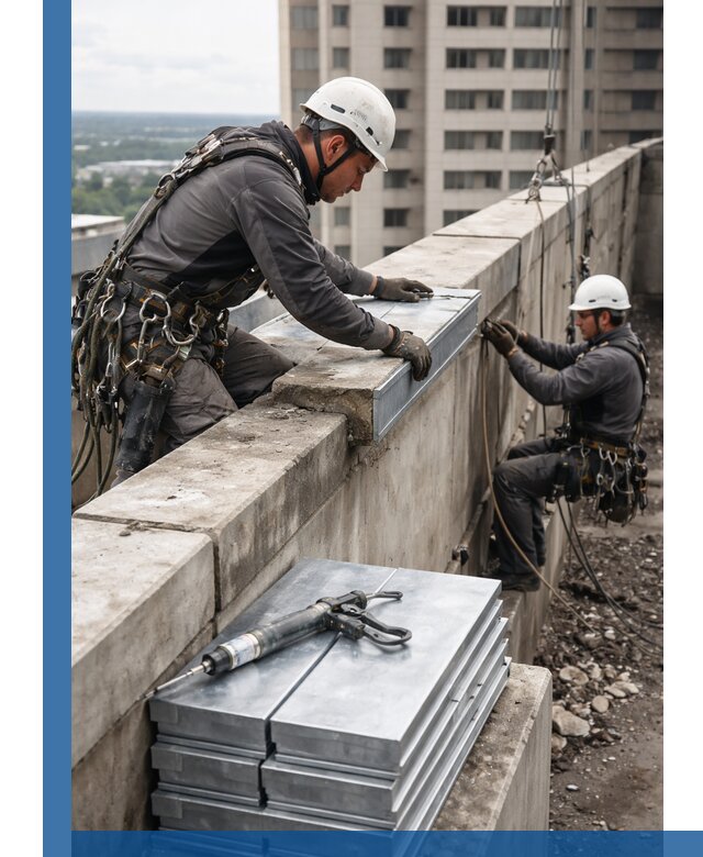 Замена парапетных крышек и установка новых в Скопине