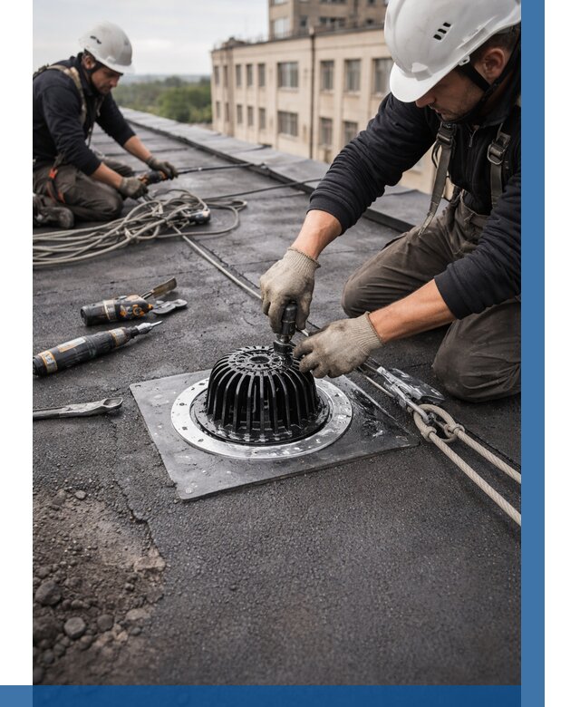 Установка водосточных воронок в Скопине цена от 3647 р. | ВЫСОТНИК-Скп