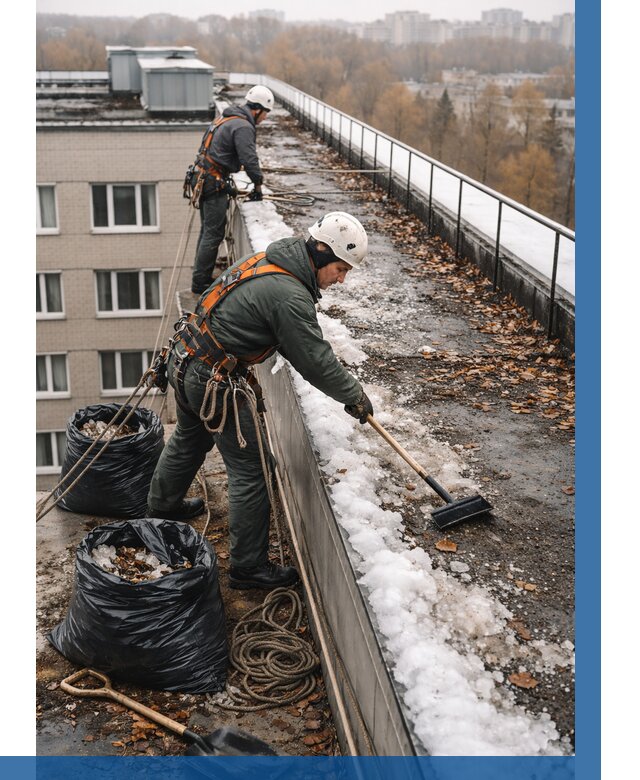 Очистка кровли по периметру в Скопине от 573 р. | ВЫСОТНИК-Скп