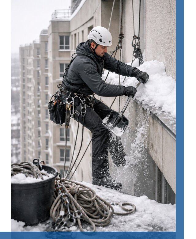 Очистка карнизов от снега в Скопине от 313 р. | ВЫСОТНИК-Скп