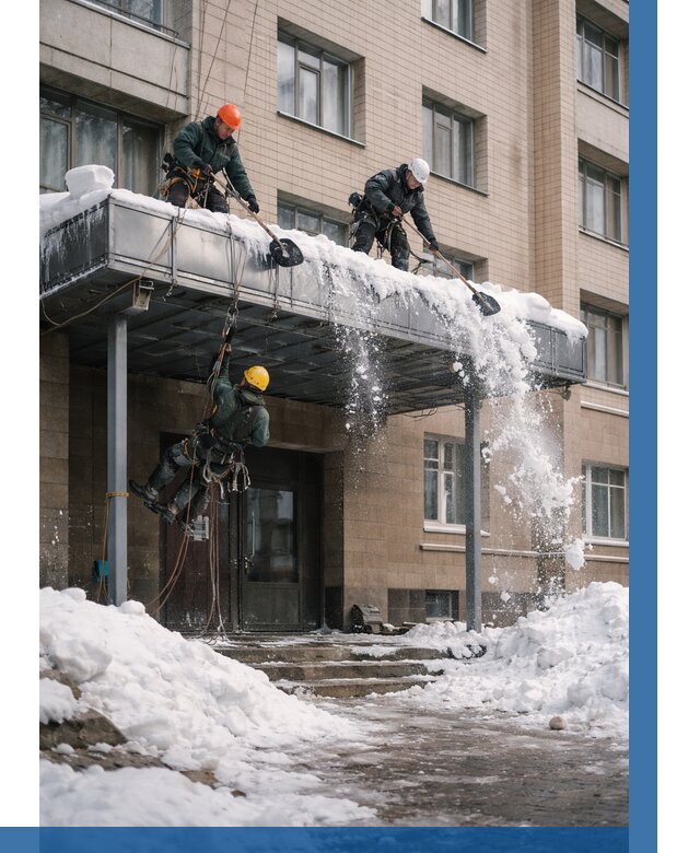 Очистка козырьков от снега в Скопине от 3647 р. | ВЫСОТНИК-Скп