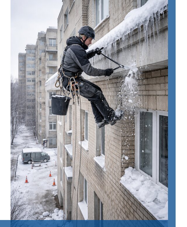 Удаление наледи с карнизов в Скопине от 365 р. | ВЫСОТНИК-Скп