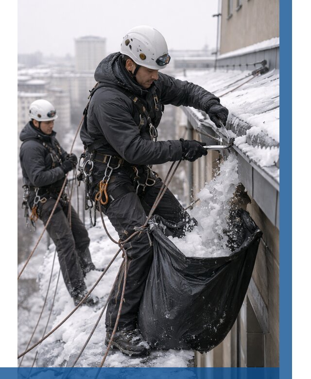 Аварийная очистка крыши в Скопине под ключ от 313 р. | ВЫСОТНИК-Скп