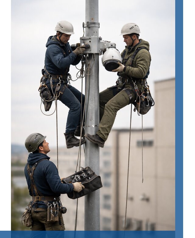 Установка видеокамер на мачте в Скопине от 8858 р. | ВЫСОТНИК-Скп