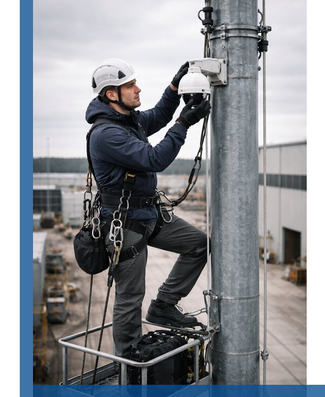 Профессиональная установка видеокамер на мачте в Скопине