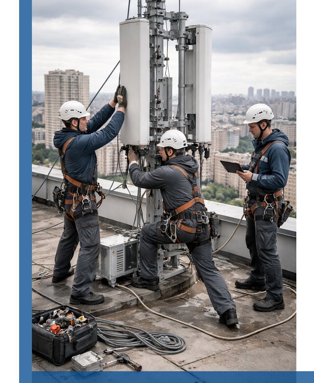 Монтаж антенн связи на крыше в Скопине с вводом в эксплуатацию