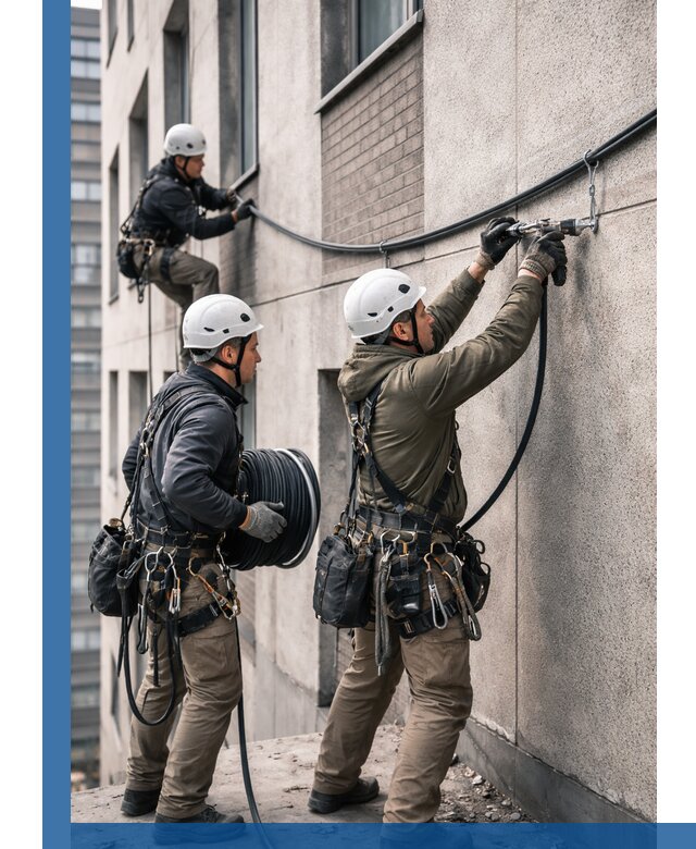 Прокладка кабеля по фасаду в Скопине, профессиональный монтаж