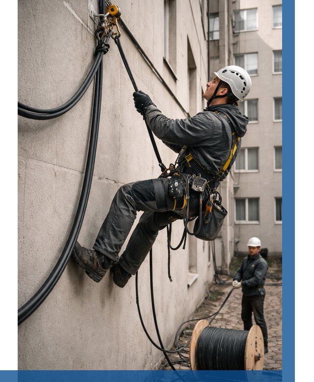 Протяжка кабеля питания на высоте в Скопине от 469 р. | ВЫСОТНИК-Скп