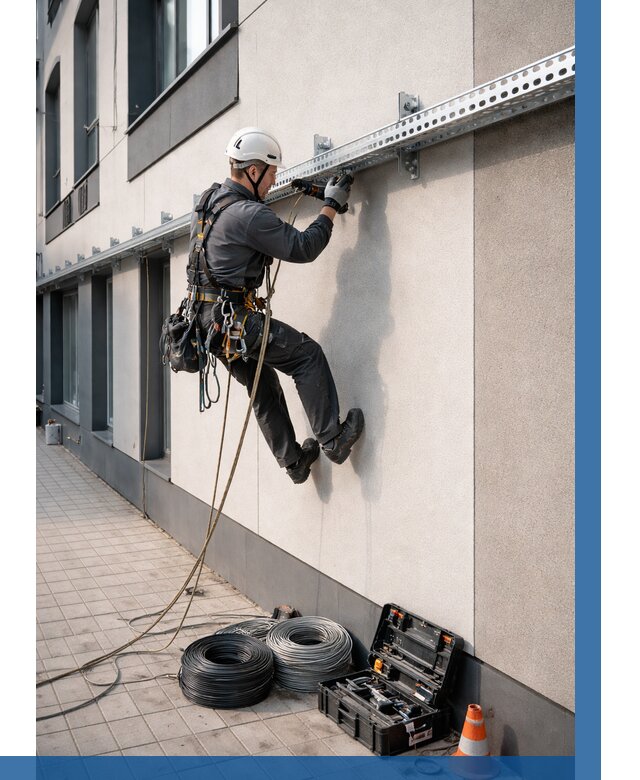 Монтаж кабельных лотков на фасаде в Скопине от 1251 р. | ВЫСОТНИК-Скп