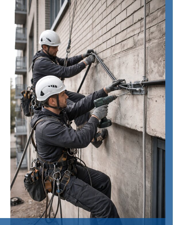 Крепление кабеля на фасаде в Скопине от 365 р. | ВЫСОТНИК-Скп