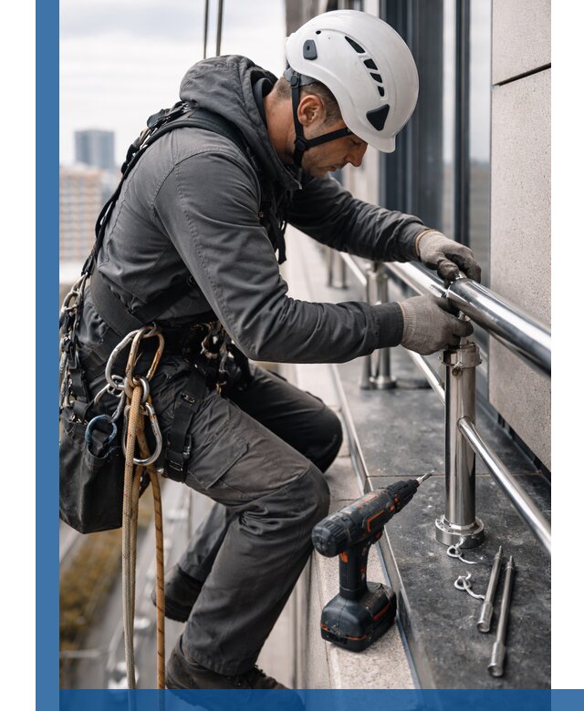 Монтаж ограждений на высоте в Скопине для зданий и конструкций