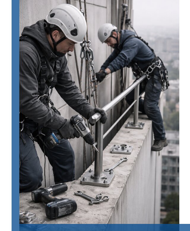 Монтаж перил на высоте в Скопине для жилых и промобъектов