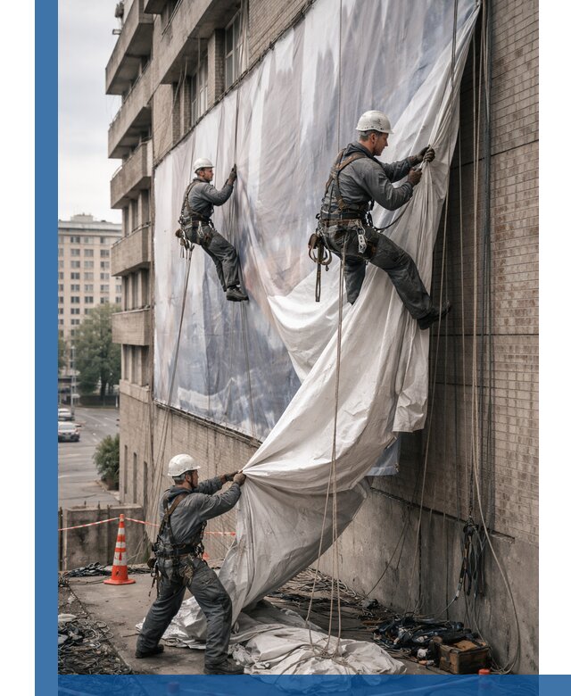 Демонтаж баннеров с фасада в Скопине оперативно и безопасно