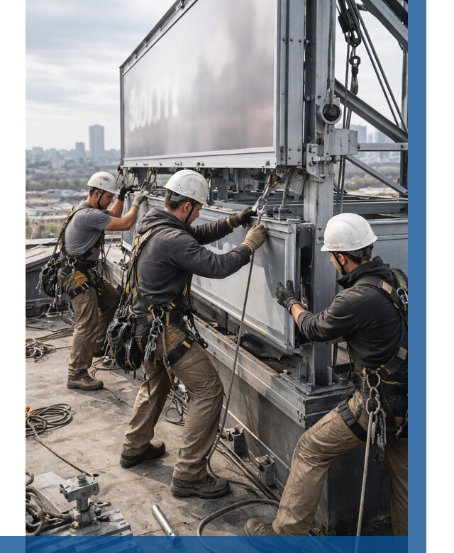 Монтаж крышной рекламной конструкции в Скопине от 62526 р.|ВЫСОТНИК-Скп