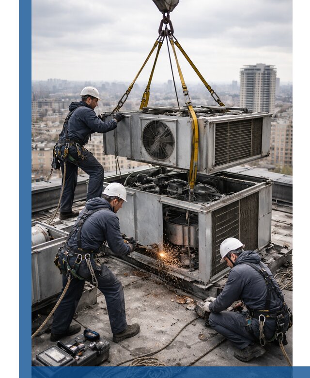 Демонтаж крышной установки в Скопине любой сложности