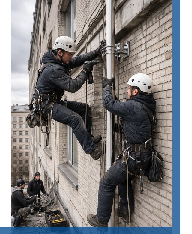 Монтаж флагштока на здании в Скопине от 6774 р. | ВЫСОТНИК-Скп