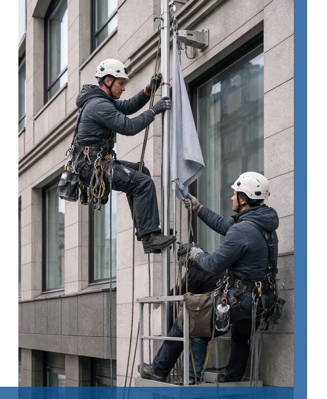 Установка флагов на фасаде в Скопине от 4689 р. | ВЫСОТНИК-Скп