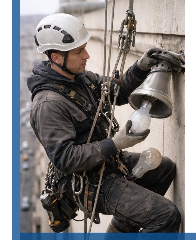 Замена ламп на высоте в Скопине профессионально и быстро