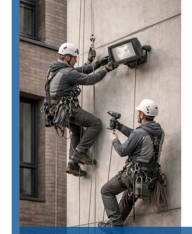 Профессиональный монтаж фасадных прожекторов в Скопине под ключ