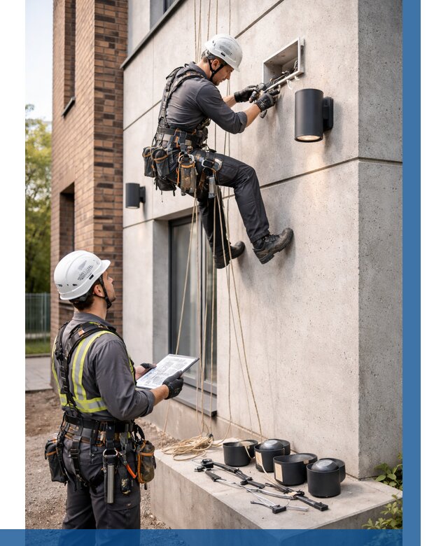 Монтаж фасадного освещения в Скопине от 2605 р. | ВЫСОТНИК-Скп