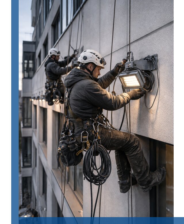 Монтаж фасадного освещения в Скопине установка и подключение