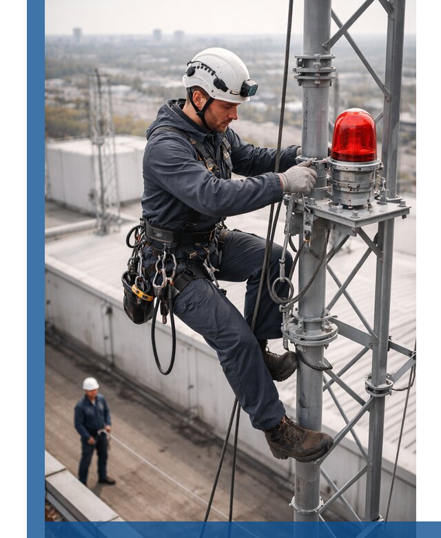 Монтаж заградительных огней и обслуживание объектов в Скопине