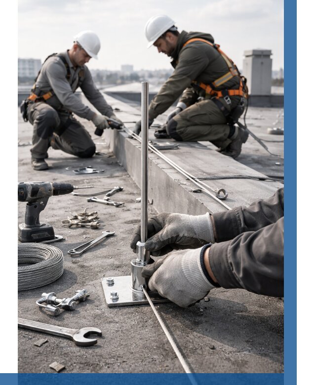 Монтаж молниезащиты на кровле в Скопине цена от 26053 р. | ВЫСОТНИК-Скп