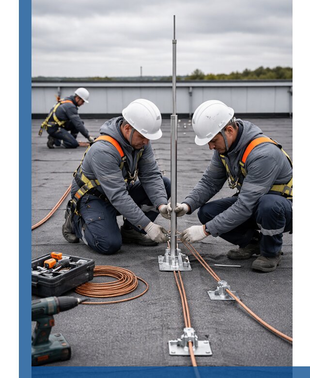 Монтаж молниезащиты на кровле в Скопине под ключ с гарантией