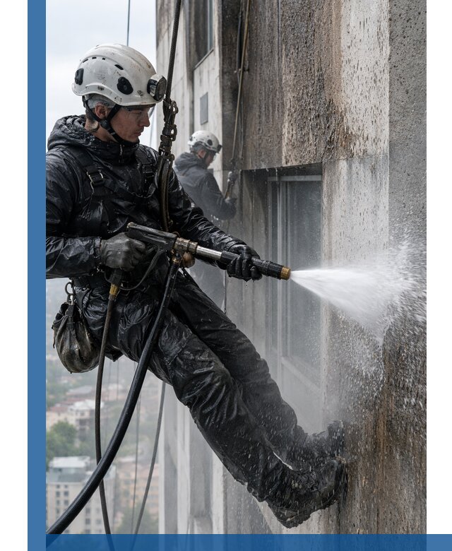 Гидроструйная очистка фасадов и конструкций в Скопине